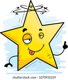 A cartoon illustration of a star looking drunk.
