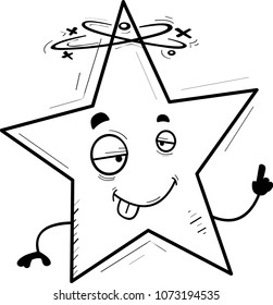 A cartoon illustration of a star looking drunk.