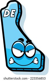 A cartoon illustration of the state of Delaware looking angry.