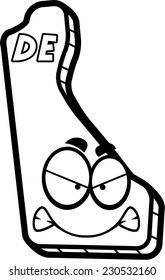 A cartoon illustration of the state of Delaware looking angry.
