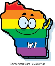 Cartoon Illustration State Wisconsin Smiling Rainbow Stock Vector ...