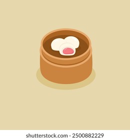 cartoon illustration of steamed mochi