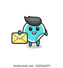 cartoon illustration of sticker holding a yellow letter , cute style design for t shirt, sticker, logo element