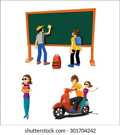 cartoon illustration of students