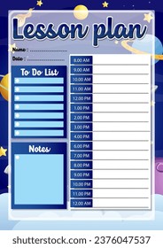 Ilustración de caricatura de un plan de estudio con horario horario