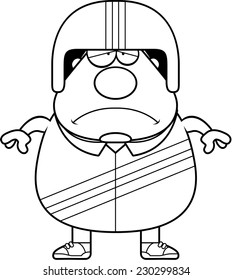 A cartoon illustration of a stuntman looking sad.