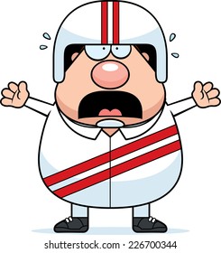 A cartoon illustration of a stuntman looking scared.