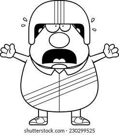 A cartoon illustration of a stuntman looking scared.