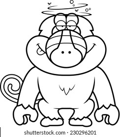 A cartoon illustration of a stupid baboon.