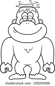 A cartoon illustration of a stupid bigfoot.