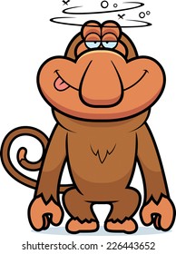 A cartoon illustration of a stupid proboscis monkey.