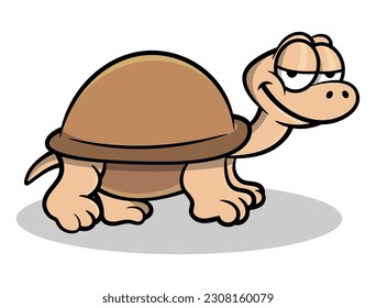 Cartoon illustration of Sulcata Tortoise walking slowly. Best for Sticker, logo, and mascot with reptilian themes
