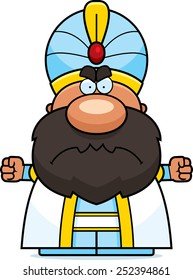 A cartoon illustration of a sultan with an angry expression.