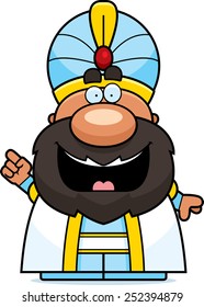 A cartoon illustration of a sultan with an idea.