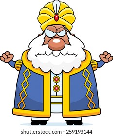 A cartoon illustration of a sultan looking angry.