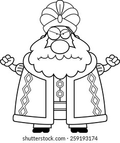 A cartoon illustration of a sultan looking angry.