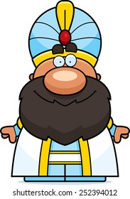 A cartoon illustration of a sultan looking happy.