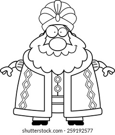 A cartoon illustration of a sultan looking happy.