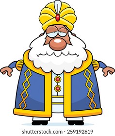 A cartoon illustration of a sultan looking sad.