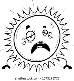 A cartoon illustration of the sun crying.