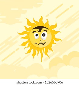 cartoon illustration of the sun with emotion, vector sun cartoon 