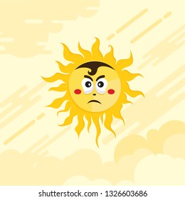 cartoon illustration of the sun with emotion, vector sun cartoon 