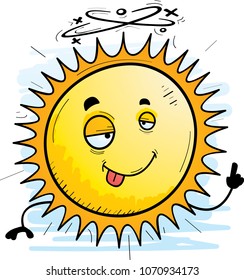 A cartoon illustration of the sun looking drunk.
