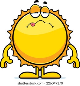 A cartoon illustration of the Sun looking sick.