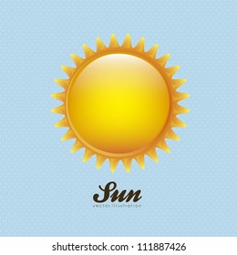 Cartoon illustration of a sun on dots background, vector illustration