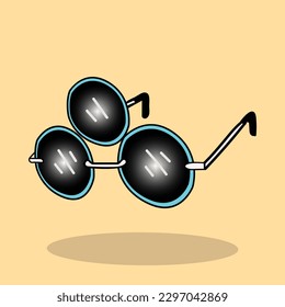 A cartoon illustration of sunglasses with the letters t and s on the bottom