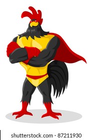 Cartoon illustration of super rooster