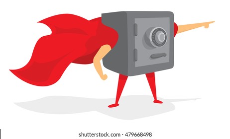 Cartoon illustration of super safe hero saving the day