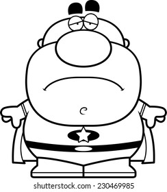 A cartoon illustration of a superhero looking angry.