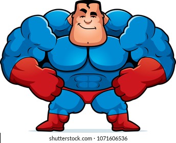 A cartoon illustration of a superhero looking confident.