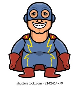 Cartoon illustration of superhero wearing mask and costume with cloak, best for mascot, logo, and sticker with superheroes themes