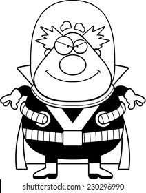 A cartoon illustration of a supervillain smiling.