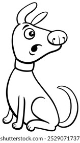 Cartoon illustration of surprised brown dog comic animal character coloring page