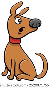 Cartoon illustration of surprised brown dog comic animal character