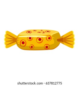 Cartoon illustration of sweet candy in yellow wrap vector icon for web