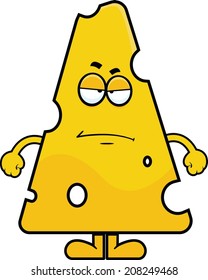 Cartoon illustration of swiss cheese with a grumpy expression. 