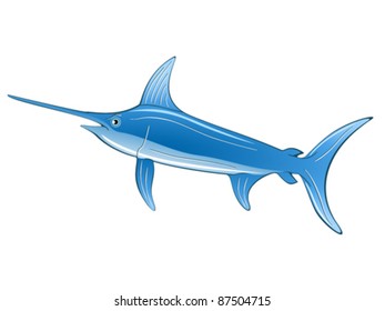 Cartoon illustration of a swordfish.