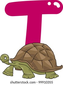 cartoon illustration of T letter for turtle