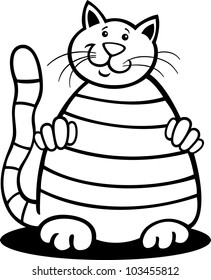 cartoon illustration of tabby cat for coloring book