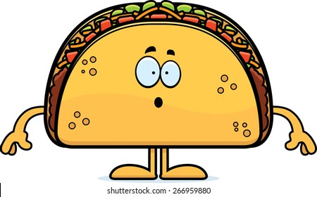 A cartoon illustration of a taco looking surprised.