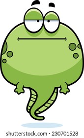 A cartoon illustration of a tadpole looking bored.