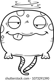 A cartoon illustration of a tadpole looking drunk.