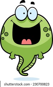 A Cartoon Illustration Of A Tadpole Looking Happy.