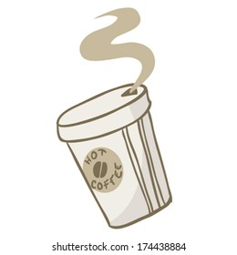 Cartoon Illustration Of Take Away Coffee Cup