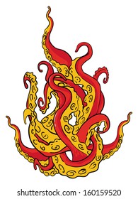 cartoon illustration of tangled tentacles