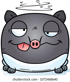 A cartoon illustration of a tapir looking drunk.